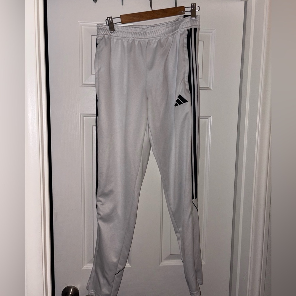Adidas White Joggers with Black Stripes